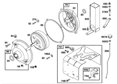 Gear Reducer Assembly Sno Guard Diagram and Parts List for 190412-6130-XX  Briggs and Stratton Engine